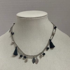 C1946 Signed Opera Length Tassel and Bead Vintage Necklace